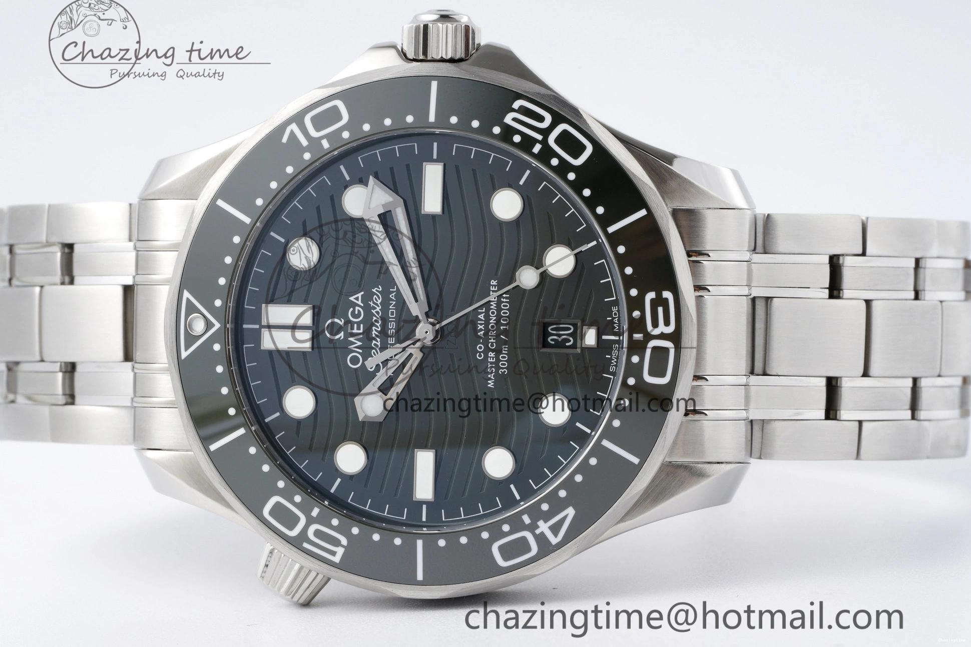 0322 Seamaster Diver 300M ZF 1:1 Best Edition Green Ceramic Green Dial on SS Bracelet A BestValue 7825